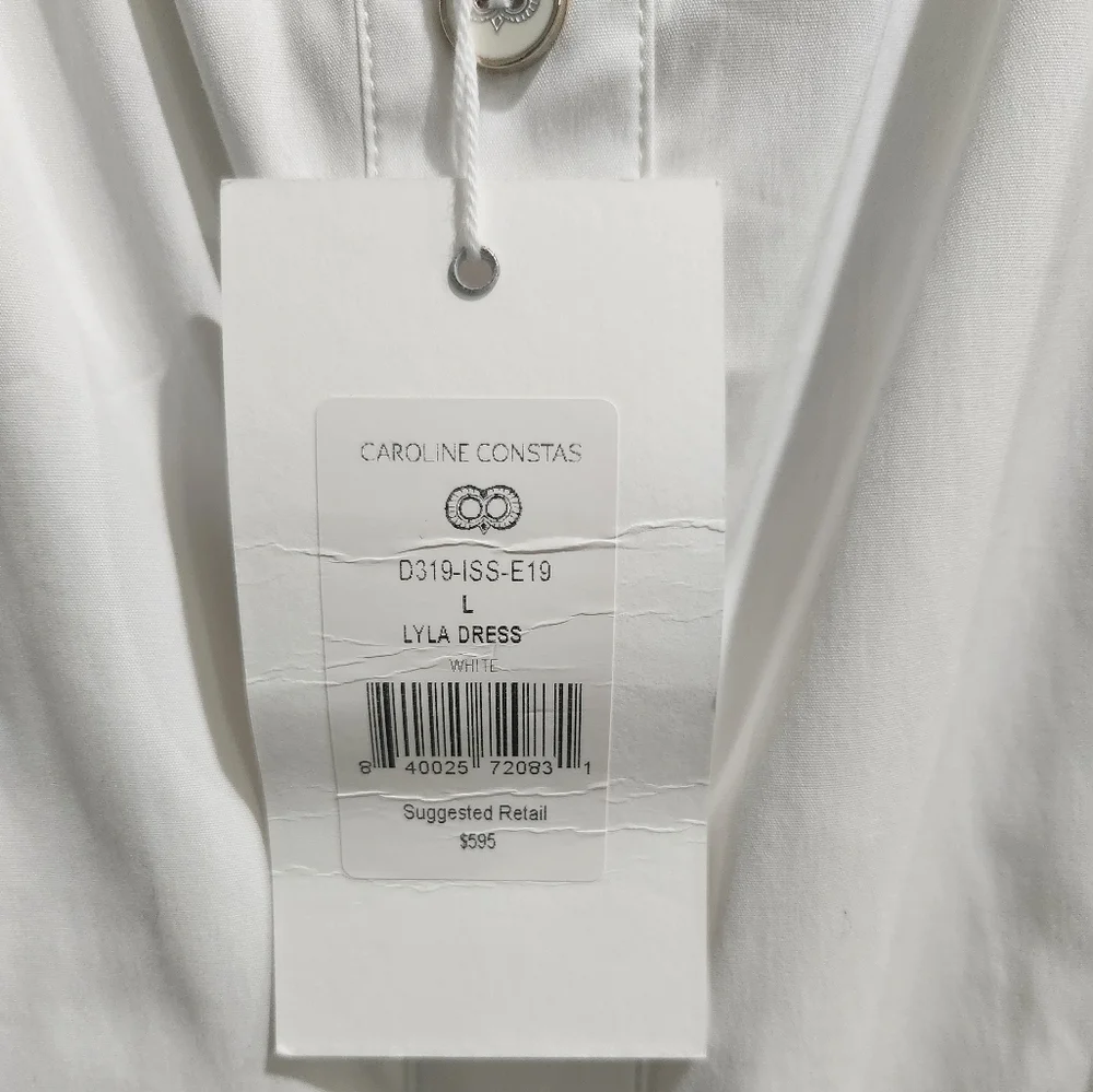 CAROLINE CONSTAS NWT White Ruffle Midi Lyla Dress - Picture 7 of 7